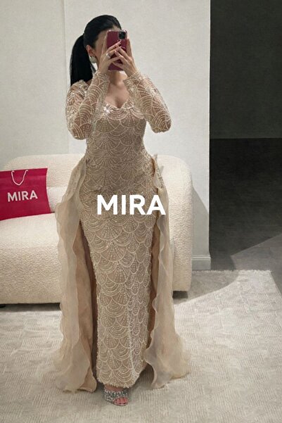 Mira Evening dress with embroidered trim