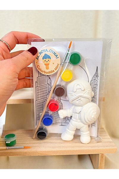 colorbuddie Kaptan Amerika Al Boya Oyna Seti 6 Renk Boya ve Figürlü Çocuk Akt...