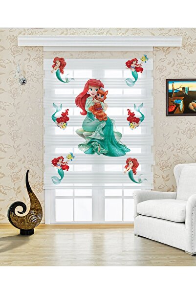 BASKICINIZ Çocuk odası Ariel – Küçük Deniz Kızı Temalı Zebra Perde – YZN-363