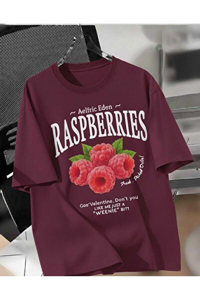 COHERENT Unisex Men'S/Women's Rasberries Custom Printed Oversize Cotton T-Shirt