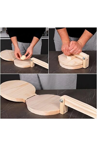 Ev dekka El Yapımı Ahşap Hamur Presi - 20 cm Çap (Tortilla, Taco, Mantı Hamuru)