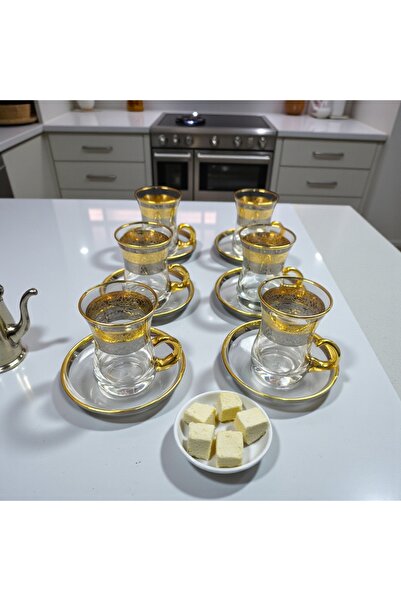 AR HOME 12 Pcs Luxury Glass Tea Set-Laser