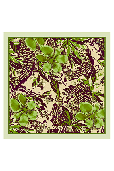 Arancia Eșarfă verde 90X90 din mătase twill