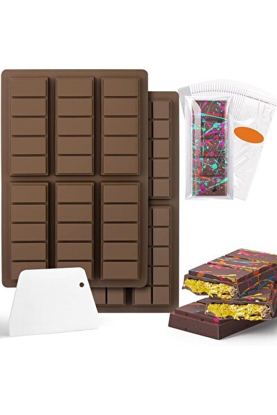 Arabest 12-cavity chocolate bar mold, deep with bag scraper, thick chocolate ...