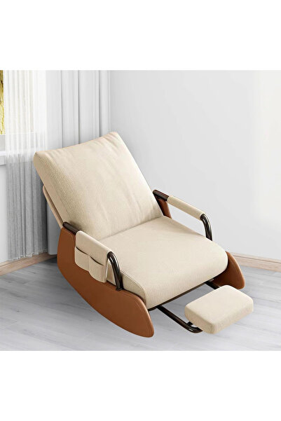 HayaBazaar Modern Rocking Chair with Footstool & Side Pocket for Living Room ...