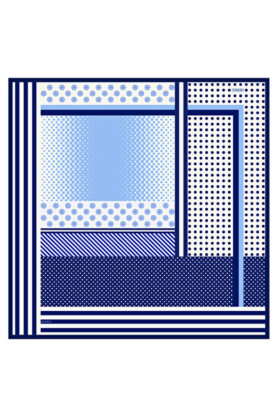 Arancia Eșarfă din mătase twill albastru marin 90X90