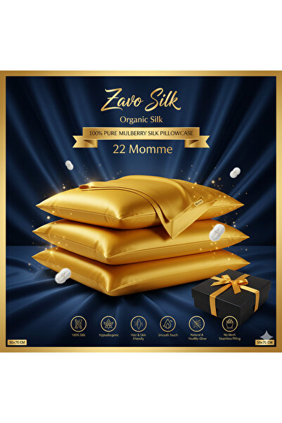 ZAVO Silk %100 Saf Mulberry (Dut) İpeği Yastık Kılıfı - 22 Momme 2 Adet 50x70...