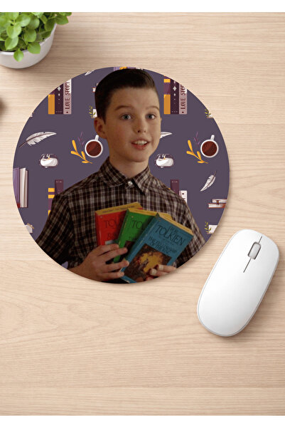 Eylül Design Young Sheldon Printed Round Non-Slip Mousepad Ergonomic Mouse Pad