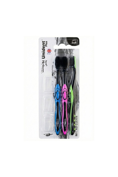 Unident Black Micro Clean Toothbrush Set – 3 Pack Soft Bristle Deep Cleaning ...
