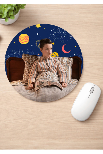 Eylül Design Young Sheldon Printed Round Non-Slip Mousepad Ergonomic Mouse Pad