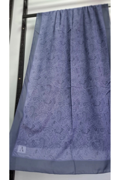 AMİNENESİL Paisley Ethnic Pattern Soft Cotton Shawl Navy Blue Color