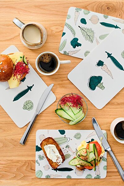 Tchibo 4 Breakfast Graphic Print Boards, White