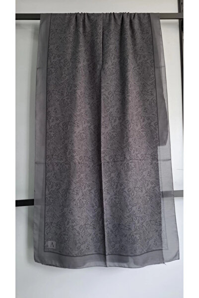 AMİNENESİL Paisley Ethnic Pattern Soft Cotton Shawl Dark Gray Color