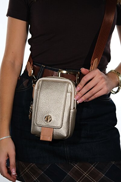 LuviShoes BELENA Gold Floater Γυναικείο Τσάντα χιαστί