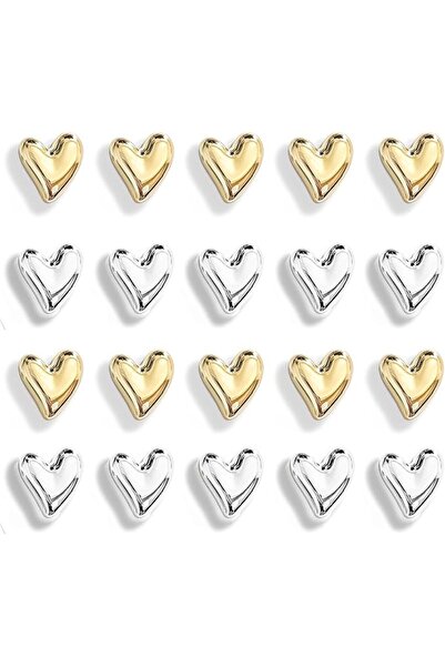Arabest 20pcs Refrigerator Magnets,Love Heart Decorative, Gold and Silver Mag...