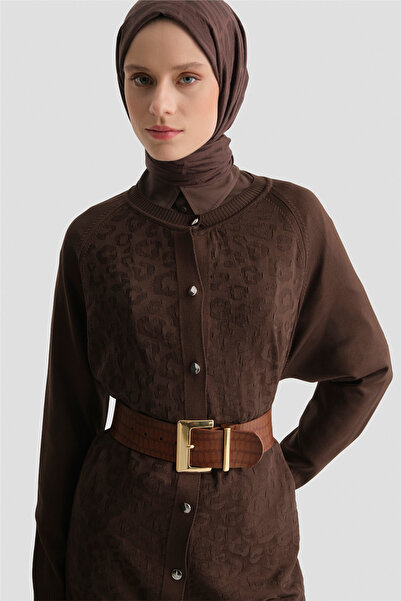 Armine Jakarlı Triko Hırka 25KD2306 Kahve