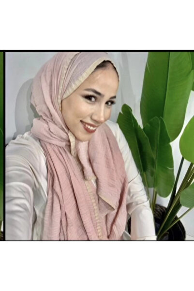 AMİNENESİL Muslin Shawl with Piping in Pink Color
