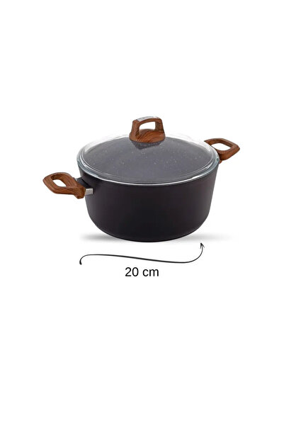 Bonera Vogue 4 Piece Granite Set with Wooden Handle Detail