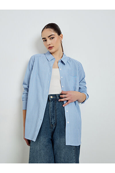 Styli Blue Striped Long Sleeve Shirt