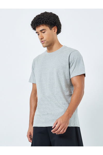 Styli Men Grey Crew Neck Regular Fit T-Shirt