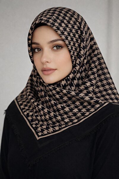 Sinem Emprime Koton Scarf - Black / Caramel-6290