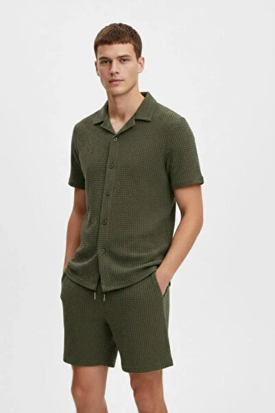 Kanonik Education Men's Waffle Fabric Short Sleeve Shirt Shorts Set Regular F...