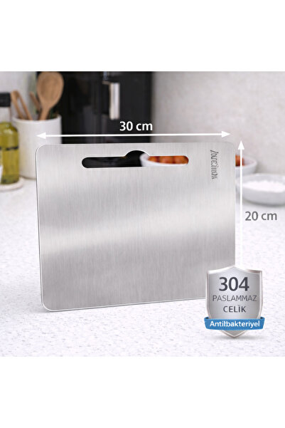 İnci 304 Stainless Steel Cutting Board, Durable, Long-Lasting, Odorless, 30cm...