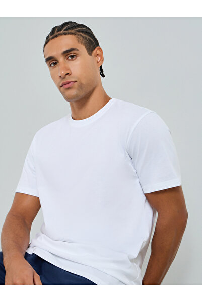 Styli Men White Crew Neck Regular Fit T-Shirt