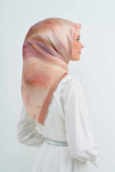 Armine Tivil Saf İpek IST Eşarp 9519 - 32 Somon Pastel Desen