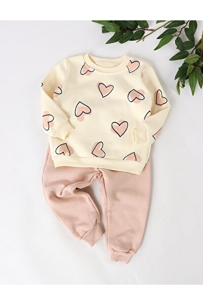 MiniKids Σετ Καπιτονέ με καρδιές, απαλό ροζ