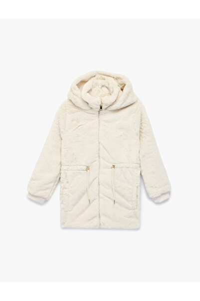 Koton Jachetă cu mânecă lungă cu detaliu la buzunar cu glugă pluș