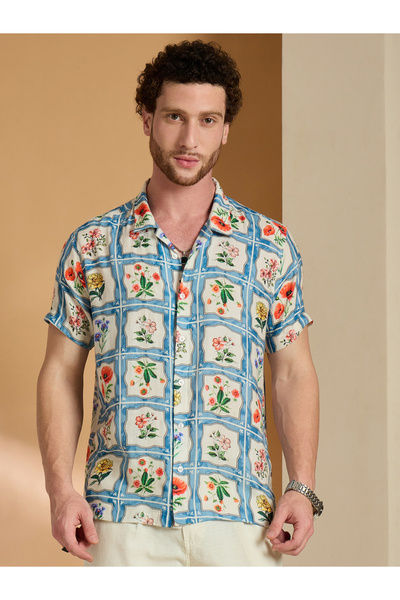 REPRISE By Styli Blue All Over Print Casual Shirt
