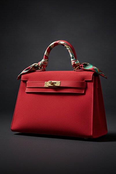 VELLABAGS Kırmızı Süet Görünümlü Fular Saplı El & Omuz Çantası