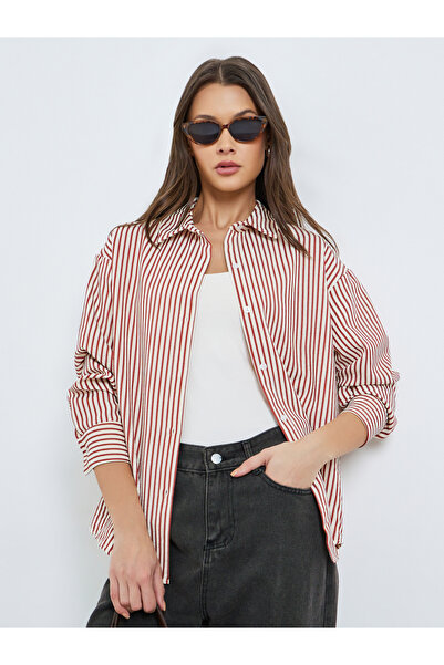 Styli Striped Long Sleeve Oversized Shirt