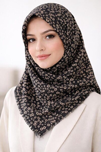 Sinem Emprime Koton Scarf - Black / Caramel-6290