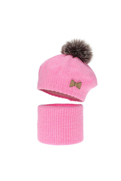 MiniKids Set bareta cu fular circular Genua roz