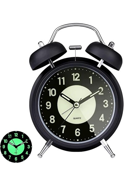 Arabest Alarm Clock Silent Non-Ticking, Retro Twin Bell Alarm Clock with Back...