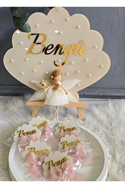 Gökçem hediyelik İstiridye incili peri kız kapı süsü, bebek odadı kapı süsü