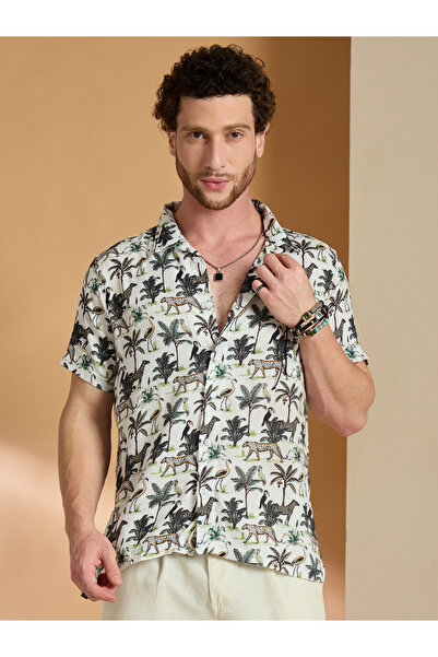 REPRISE By Styli White All Over Print Casual Shirt