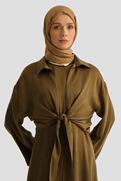 Armine Lyocell Gömlek Elbise Takım Haki