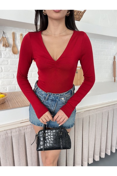 THE WESS Luna V-Neck Long Sleeve Casual Blouse