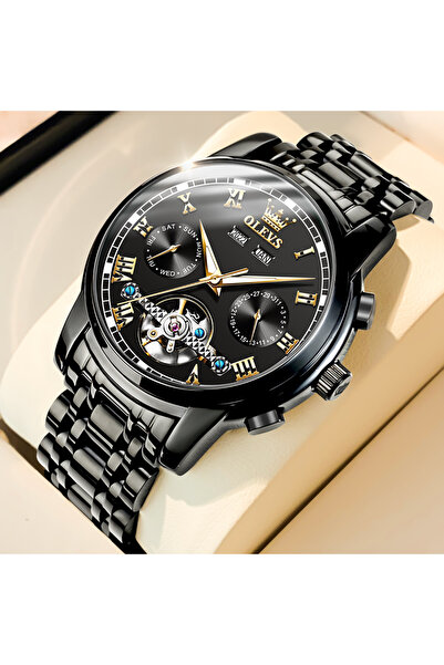 Choice7 ساعة رجالية من أوليفز، ذات مينا أسود بالكامل، أوتوماتيكية ميكانيكية، ...