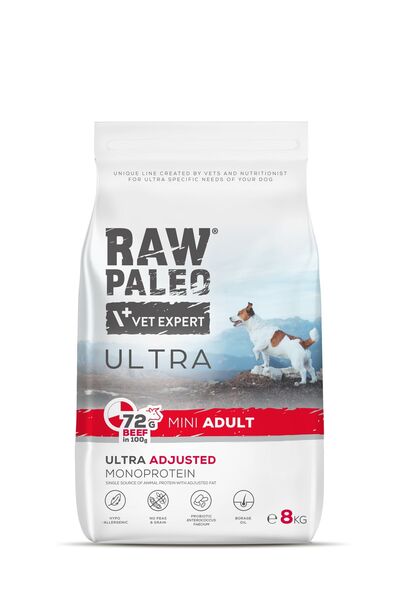 Raw Paleo Dry dog ​​food Ultra Beef Mini Adult 8kg