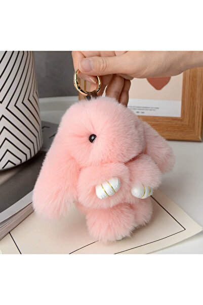 Choice7 About 15 cm Pink B 15cm Women's Rabbit Fur Keychain Bag Car Pendant J...