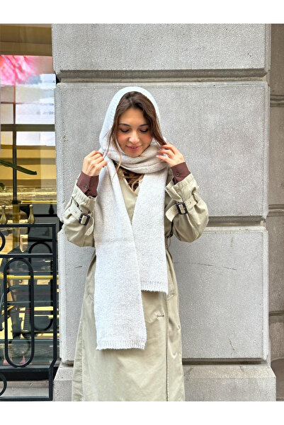 Seda Bijuteri Hooded One-Piece Scarf Beige