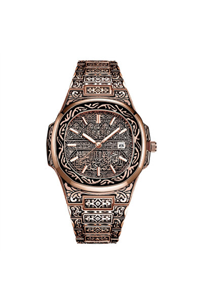 Choice ساعة كوارتز رجالية عتيقة من الذهب الوردي، ماركة فاخرة، مزودة بتقويم تل...