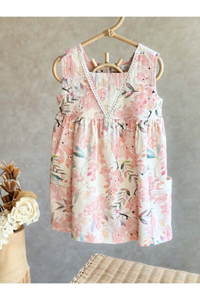 Pinkitokids Bahar Girl's Dress-Powder