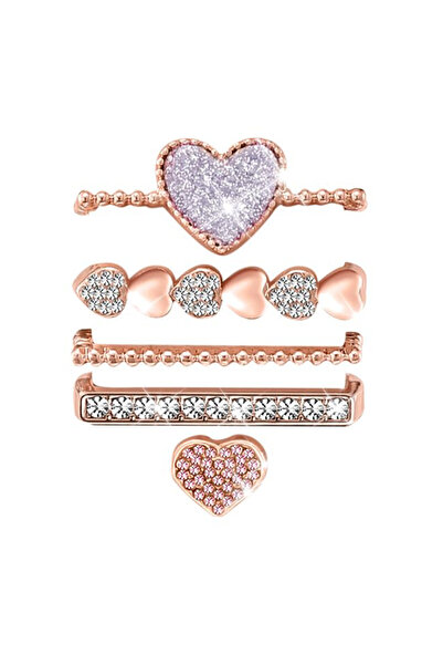 Choice Rose Golden 1set Fashion Heart Watch Band Ring Loops - Elegant Cartoon...