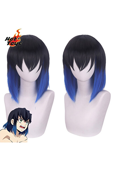 Choice شعر مستعار قصير أزرق متدرج اللون لشخصية إينوسوكي من أنمي كيميتسو نو يا...