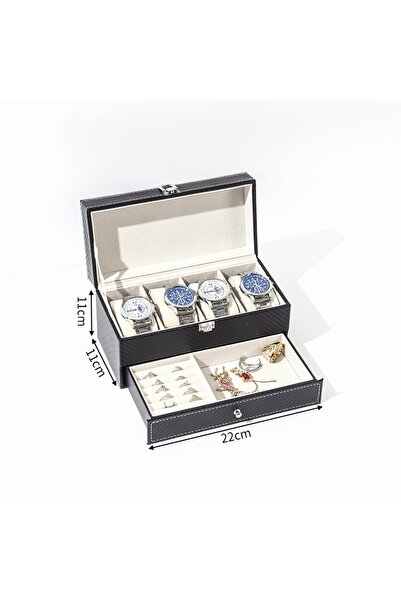 Choice6 علبة مجوهرات سوداء من جلد الصناعي، علبة تخزين للخواتم والأقراط والأسا...